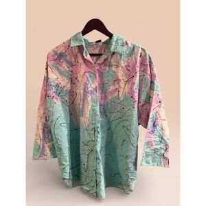 Touche LA 90s Vintage Abstract Colorful Retro Button Down Beach Cali Plus 2X/24